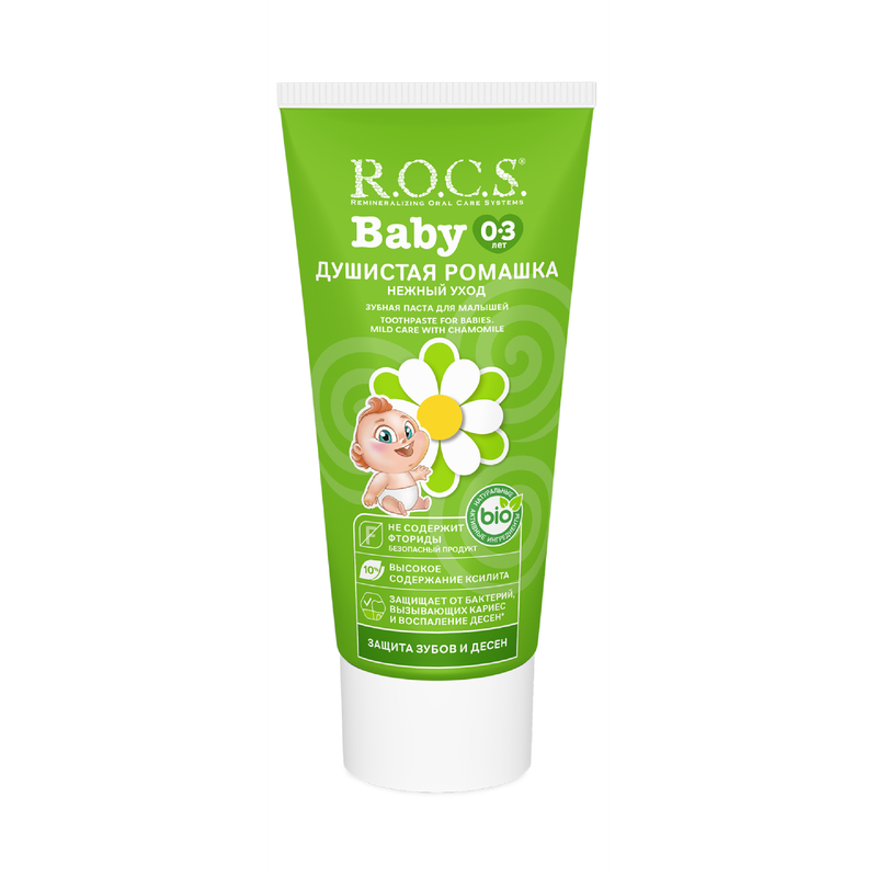 ROCS Baby Toothpaste Chamomile Xylitol 10% Fluoride-Free 45 g