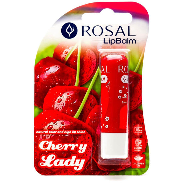 Rosal Cherry Lady Lip Balm Glossy Finish Coconut Oil Vitamins A & E Cherry 4.5 g