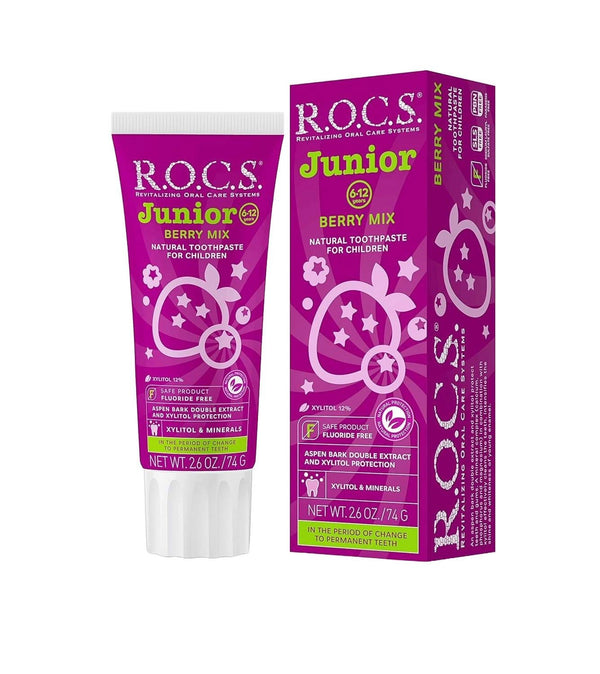 ROCS Junior Berry Mix Children's Toothpaste, Fluoride-Free, Ages 6-12