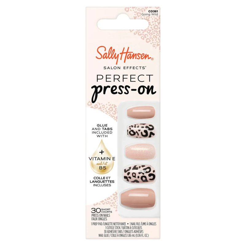 Sally Hansen Salon Effects Press-On Nails Medium Oval Holographic Pink Black Tip Going Wild