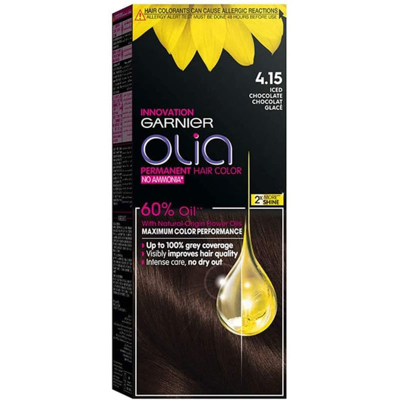 Garnier Olia Permanent Hair Color 4.15 Iced Chocolate Ammonia-Free 60% Oils