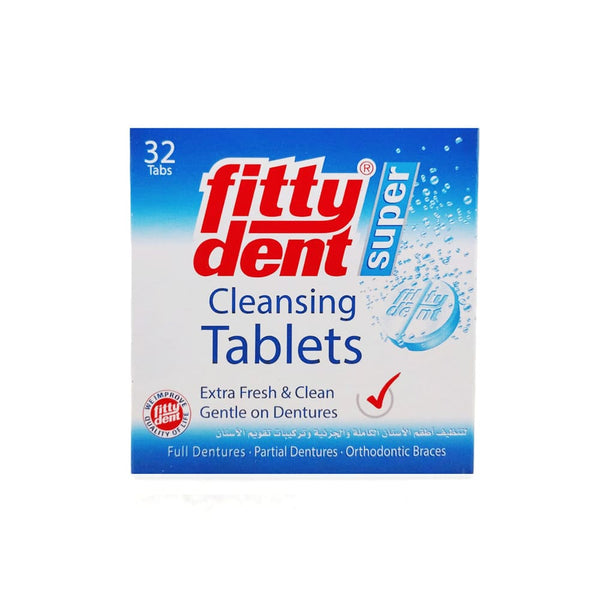 Fitty Dent Denture Cleaning Tablets for Dentures, Dental Appliances & Braces, 32 Tablets