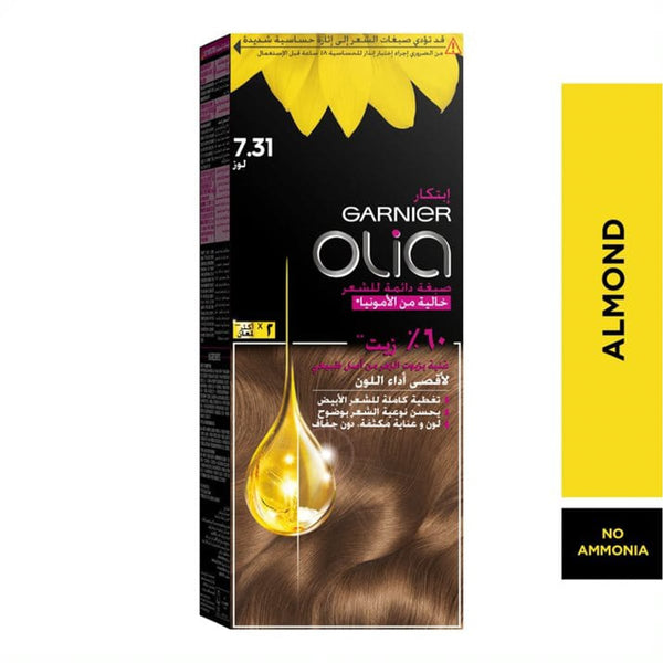 Garnier Olia Permanent Hair Color 7.31 Almond No Ammonia 60% Oils