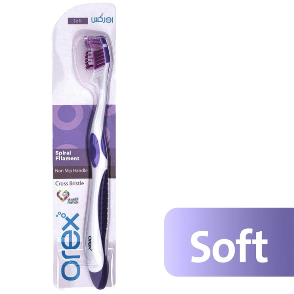 Orex B0118S Toothbrush Soft Spiral Filaments Ergonomic Non-Slip Handle 1 Pc