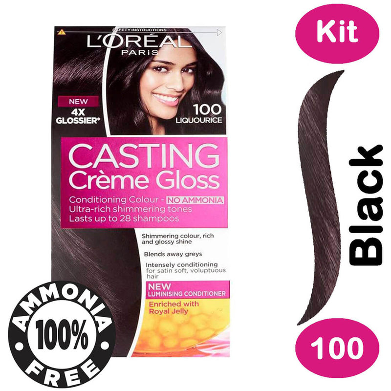 L'Oreal Paris Casting Creme Gloss Semi-Permanent Cream Hair Color Ammonia-Free Black Licorice 100