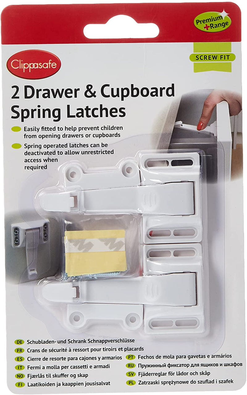 Clippasafe Drawer & Cupboard Spring Latches White