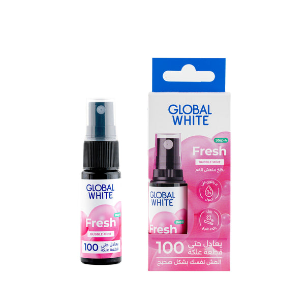 Global White Bubble Mint Breath Freshener Oral Spray with Xylitol 15 ml