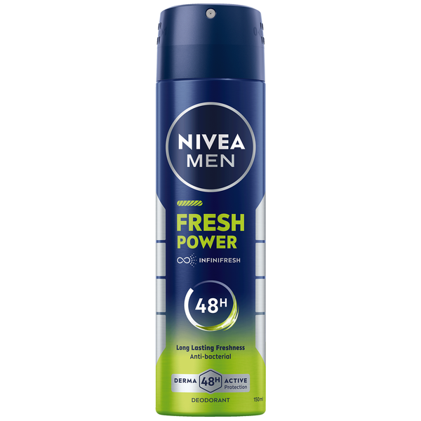 NIVEA MEN Fresh Power Antiperspirant Deodorant Spray, Aluminium-Free, Citrus Ocean Scent, 150ml