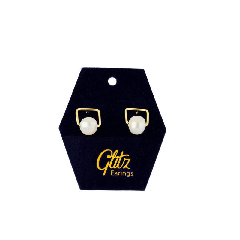 Glitz Pearl Earrings Gold Accents Lightweight