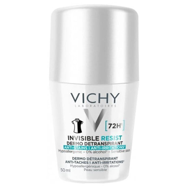 Vichy Invisible Resist Roll-On Deodorant 72H Alcohol-Free Anti-Stain 50 ml