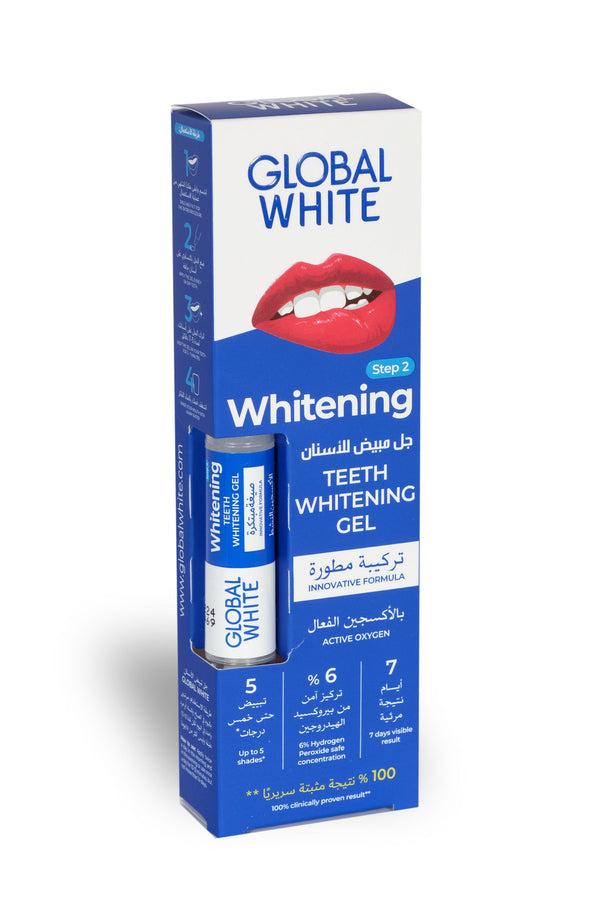 Global White Teeth Brightening Gel Pen, Mint Flavor, Hydrogen Peroxide