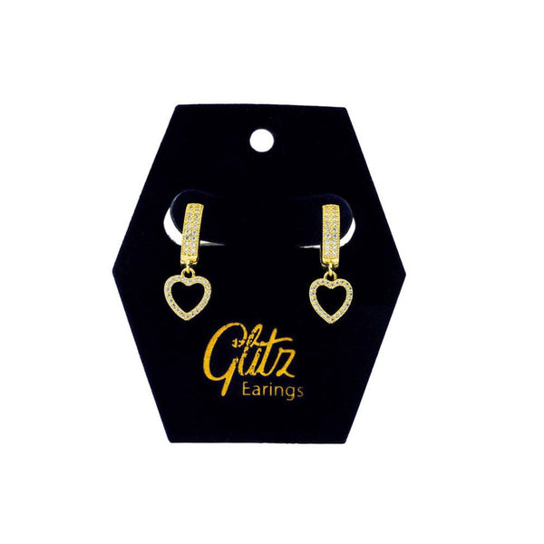 Glitz Golden Arch Earrings Gold-Tone Finish Heart-Shaped Accents