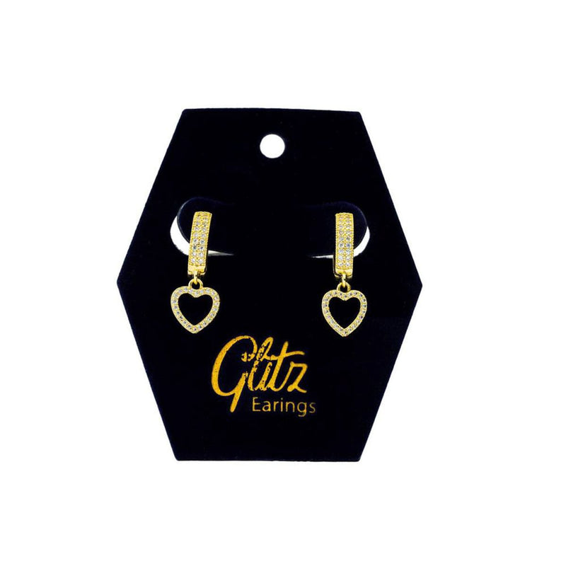 Glitz Golden Arch Earrings Gold-Tone Finish Heart-Shaped Accents