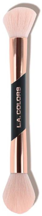 LA COLORS Pro Dual Baking & Blending Makeup Brush, Synthetic Vegan Bristles, Rose Gold and Black, 1 Pc