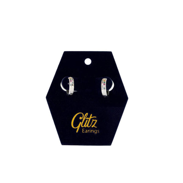 Glitz Multi-Color Circular Silver Earrings, Lightweight Enamel Design