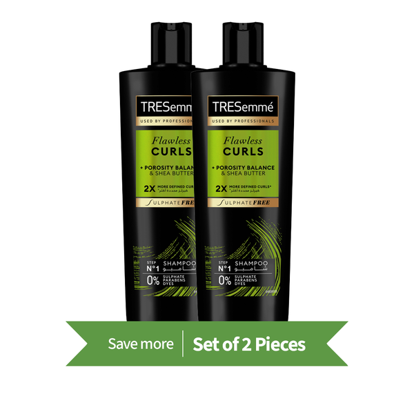 TRESemme Flawless Curls Shampoo Liquid Porosity Balance Shea Butter 350ml Twin Pack