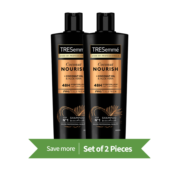 TRESemme Coconut Nourish Shampoo, Coconut Oil & Aloe Vera, 400ml Twin Pack