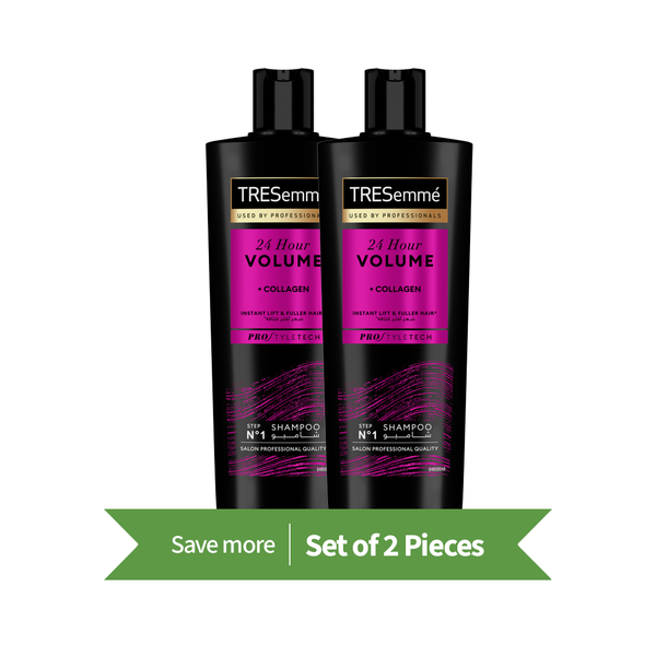 TRESemme 24 Hour Volume & Body Shampoo Liquid with Collagen and Silk Protein Twin Pack 400ml Each
