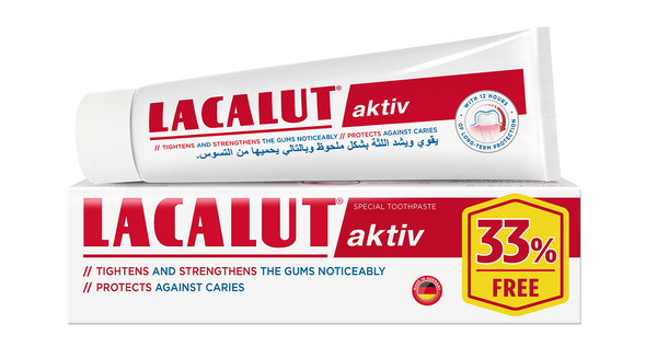 Lacalut Aktiv Toothpaste for Gum Care, 75 ml + 25 ml Extra Pack