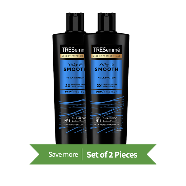 TRESemme Silky & Smooth Shampoo Liquid Silk Amino Acids Twin Pack 400ml Each