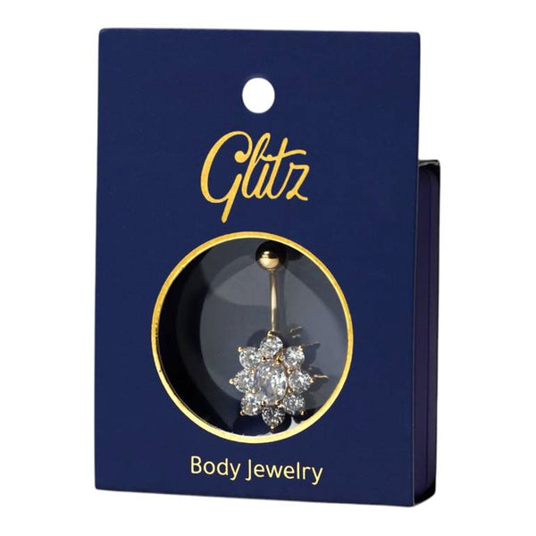 Glitz Gold Crystal Spiral Belly Ring Body Jewelry