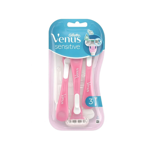Gillette Venus Sensitive 3-Blade Razors, Comfortable Grip, 3 Pack