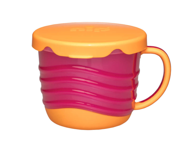 Nip 2-in-1 Toddler Snackbox & Drink Cup Pink 250ml Microwave Safe