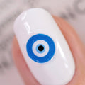 Nails.INC Mykonos Nail Polish Duo Set, Quick-Drying Longwear, White and Cobalt Blue with Evil Eye Stickers