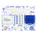 Nails.INC Mykonos Nail Polish Duo Set, Quick-Drying Longwear, White and Cobalt Blue with Evil Eye Stickers