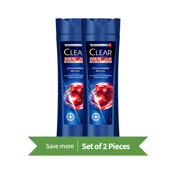 CLEAR Men Style Express 2-in-1 Shampoo & Conditioner with Vitamin B3 and Glycerine, Twin Pack 2 x 400 ml