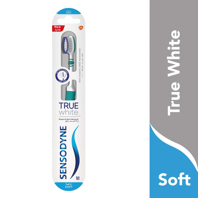 Sensodyne True White Soft Toothbrush with Tongue Cleaner, 1 Count