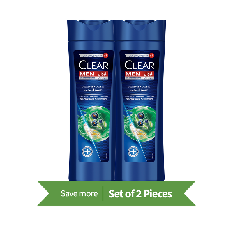 Clear Men 2in1 Shampoo & Conditioner Liquid Herbal Fusion 400ml Twin Pack