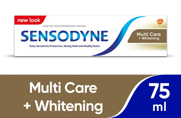 Sensodyne Multi Care + Brightening Toothpaste, Fluoride Mint Paste, 75 ml