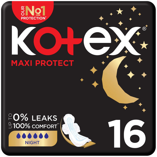 Kotex Maxi Night Time XL/S Thick Sanitary Pads Soft Cover 16 Pieces