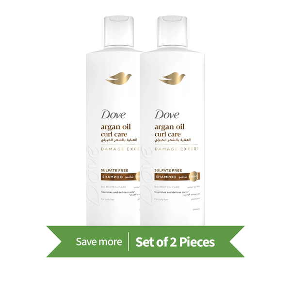 Dove Curl Care Shampoo Liquid Argan Oil Bio-Protein Care Technology 400ml Twin Pack