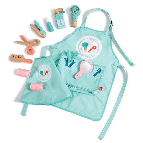 Hape Hair Salon Set Pretend-Play Styling Tools with Hairdryer and Accessories