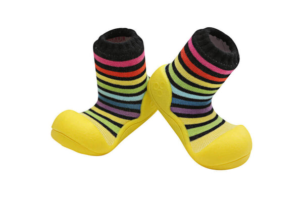 Attipas Shoe Socks Rainbow Stripe Non-Slip Breathable Yellow L