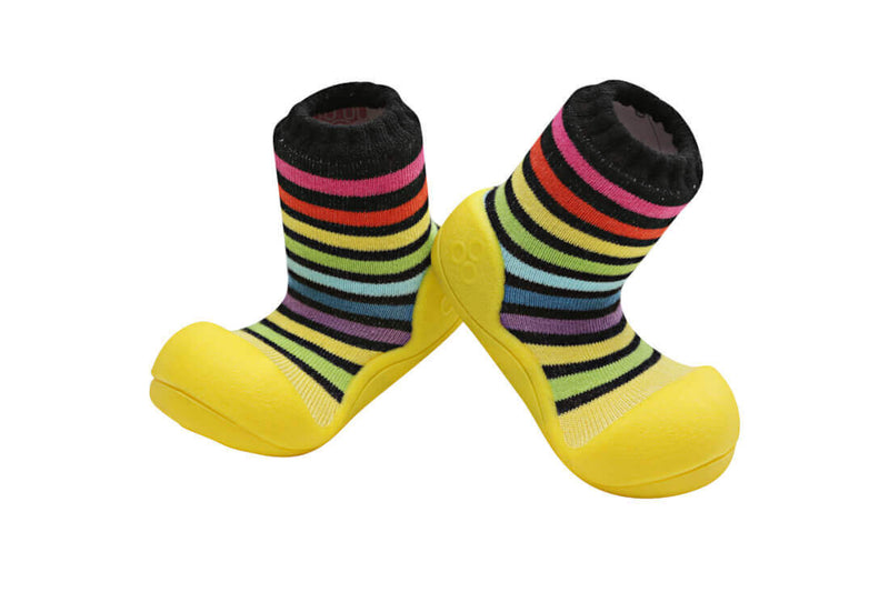 Attipas Shoe Socks Rainbow Stripe Non-Slip Breathable Yellow L