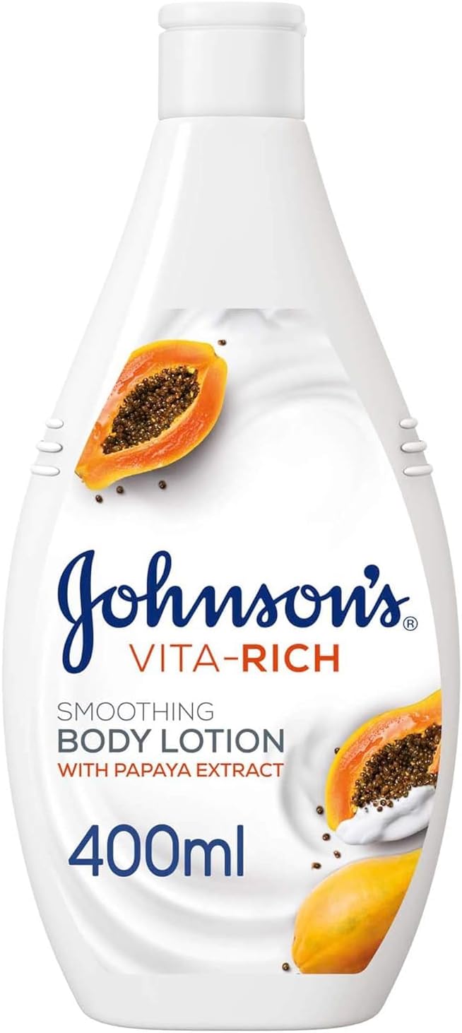 Johnson's Vita-Rich Smoothing Body Lotion, Papaya Extract, Shea Butter, Non-Greasy, 400ml