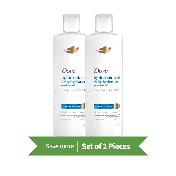 Dove Daily Hydration Shampoo Liquid with Hyaluronic Acid, 400 ml Twin Pack