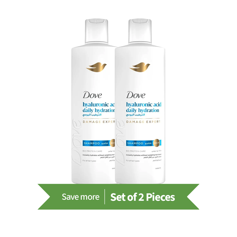 Dove Daily Hydration Shampoo Liquid with Hyaluronic Acid, 400 ml Twin Pack