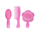 Titania Hairbrush Comb and Mirror Set Pink Purple Glitter 3-Piece
