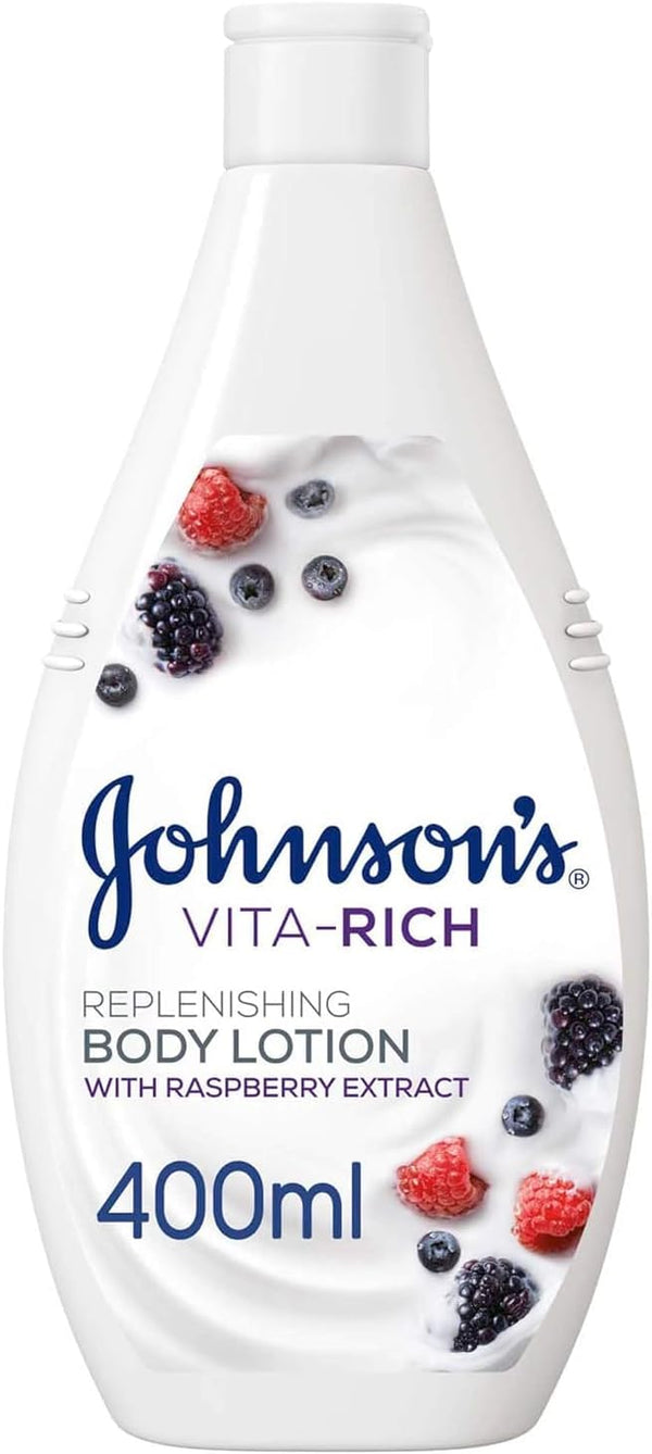 Johnson's Vita-Rich Replenishing Body Lotion Raspberry Extract Shea Butter 400ml