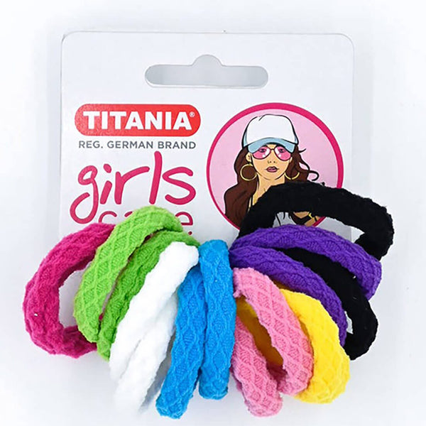 Titania Hairbands Elastic Hair Ties No-Metal-Clasp Multi Color 16 Pieces