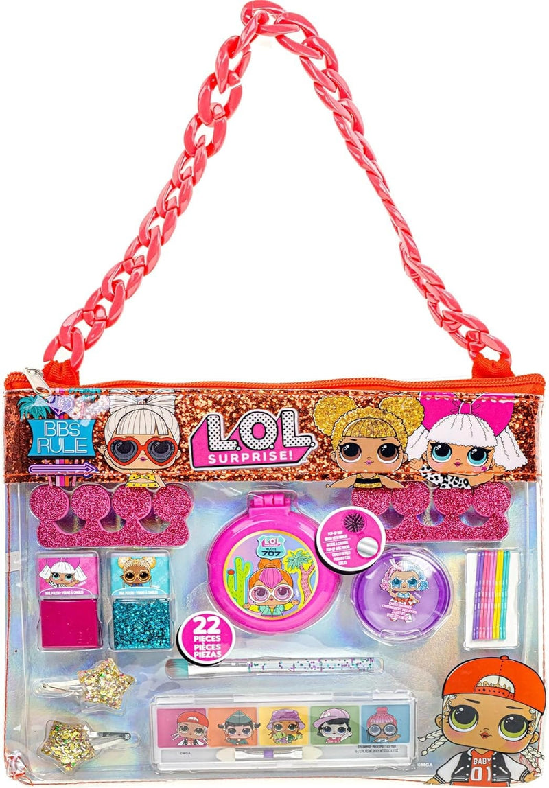 TownleyGirl L.O.L. Surprise! Makeup Set with Nail Polish, Eyeshadow, Hair Accessories and Rainbow Chain Bag