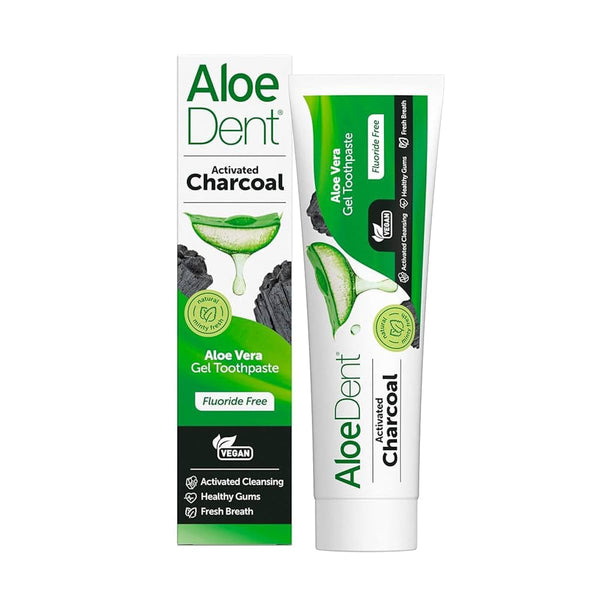 Aloe Dent Charcoal Toothpaste Fluoride-Free Vegan Gel Activated Charcoal 100 ml