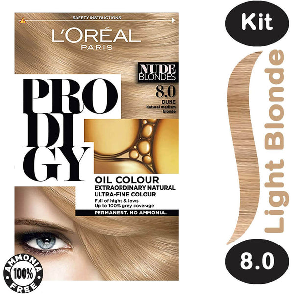 L'Oreal Paris Prodigy Hair Color Cream No-Ammonia Micro-Oil Light Blonde Dune 8.0