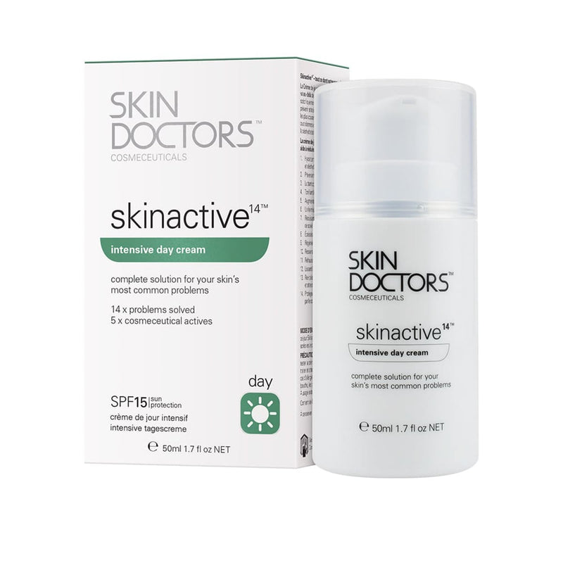 Skin Doctors Skinactive 14 Day Cream Moisturizer Hyaluronic Acid Peptides Vitamin C SPF 15 50 ml