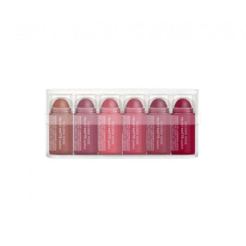 Golden Rose Velvet Matte Mini Lipstick Set, 6 Matte Shades, Mix 1