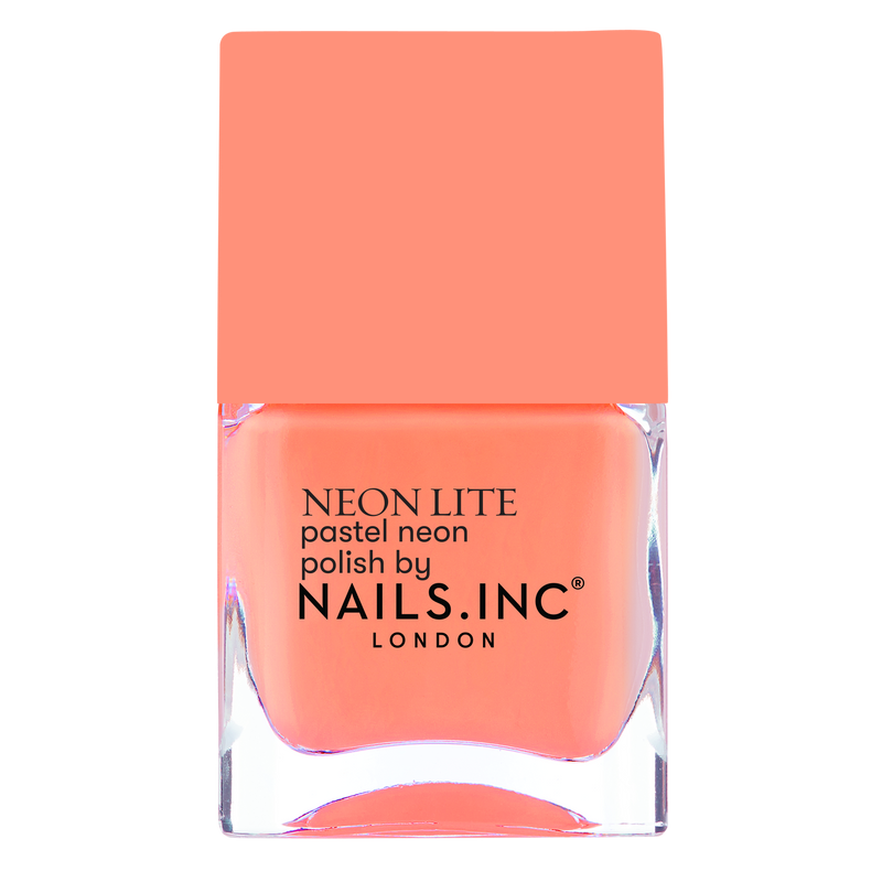 Nails.INC Neon Lite Brighton Grove Coral Neon Pastel Nail Polish, Longwear Formula
